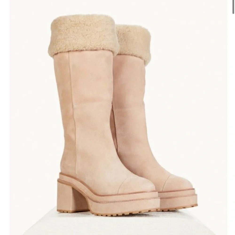 CULT GAIA SOMMAR SUEDE LEATHER/SHEARLING FOLD OVER STYLE BOOTS SIZE EU 39 - Picture 1 of 8